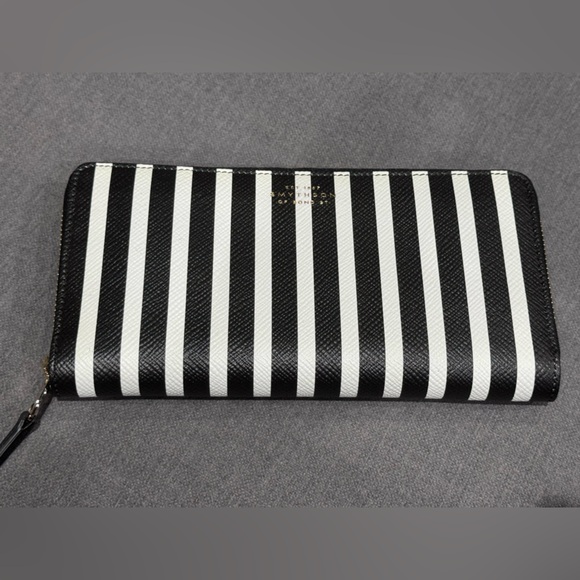 Smythson Other - Smythson Black and White Striped Wallet